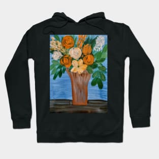 some abstract mixed flowers in a metallic vase Hoodie